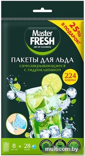 Пакеты для льда Master Fresh Самозакрывающиеся с гидроклапаном (8x28шт)