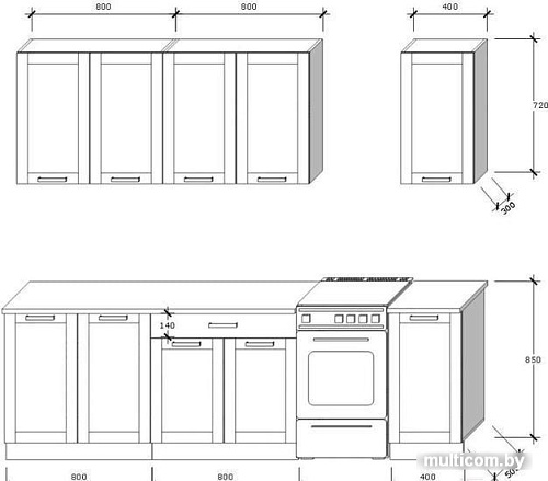 Кухня Хоум Лайн Грация 2000 (дуб небраско натуральный/дуб небраско натуральный)