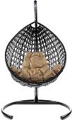 Подвесное кресло M-Group Капля Люкс 11030401 (черный ротанг/бежевая подушка)