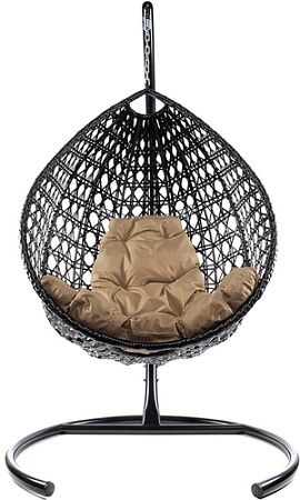 Подвесное кресло M-Group Капля Люкс 11030401 (черный ротанг/бежевая подушка)