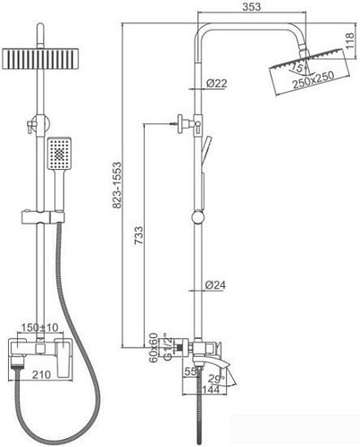 Душевая система Ledeme L2478B