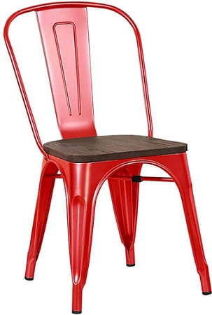 Стул Stool Group Tolix Wood YD-H440B-W LG-03 (красный глянцевый/темное дерево)