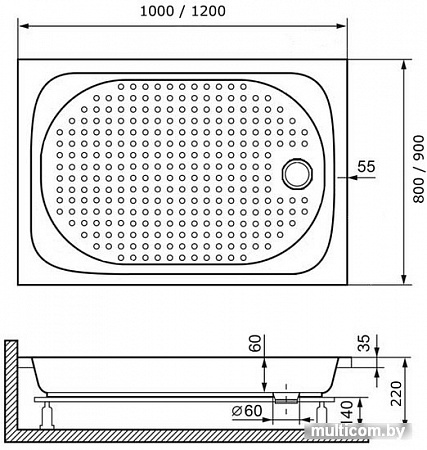 Душевой поддон RGW LUX/TN 120х90