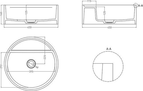 Умывальник Umy Home Sol 02 45x45 UM20521RF (U-Coat, черный матовый)