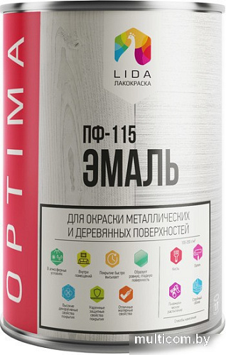 Эмаль LIDA ПФ-115 Optima 1 кг (желтый)