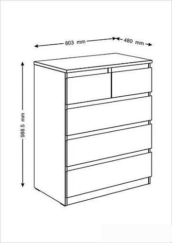 Комод Mio Tesoro Мальта 5 ящиков 80x99 2.05.02.080.1 (белый)