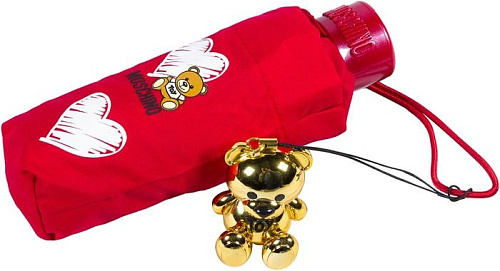 Зонт Moschino 8127-superminiC Hearts and bears Dark Red
