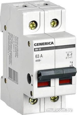 Выключатель нагрузки Generica ВН-32 2Р 63А MNV15-2-063