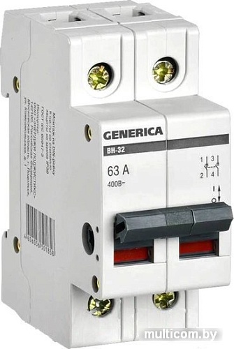 Выключатель нагрузки Generica ВН-32 2Р 63А MNV15-2-063