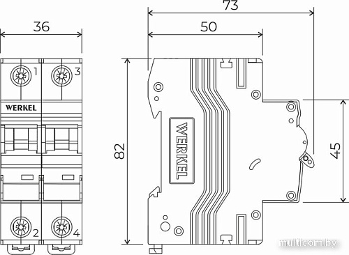 Выключатель автоматический Werkel 2P 40 A C 4.5 кА W902P404