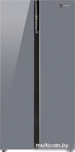 Холодильник side by side Weissgauff WSBS 600 NoFrost Inverter Dark Grey Glass