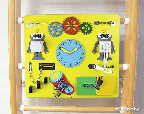 Детский спортивный комплекс Kampfer Helena Ceiling Busyboard (стандарт, натуральный/бизиборд желтый)