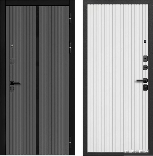 Металлическая дверь Guard 86x205 правая (графит лакобель/белый матовый)