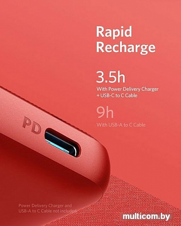 Портативное зарядное устройство Anker PowerCore Sense 10000 PD Fabric (красный)