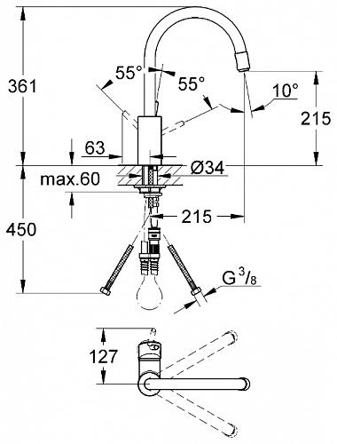Однорычажный смеситель Grohe Concetto 32663