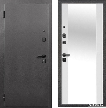 Металлическая дверь Guard Зеркало серебристый/белый матовый (96x205, левая)