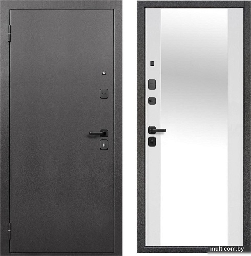 Металлическая дверь Guard Зеркало серебристый/белый матовый (96x205, левая)