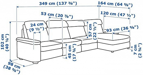 Угловой диван Ikea Лидгульт 092.920.42 (золотисто-коричневый)