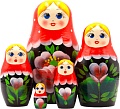 Развивающая игра Брестская Матрешка В красном платке с ромашками и маками (набор 5 шт)