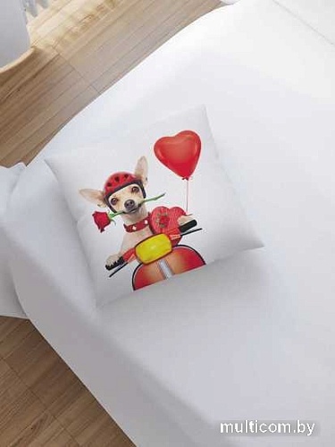Чехол на подушку JoyArty Собачка с розой в зубах sl_91965