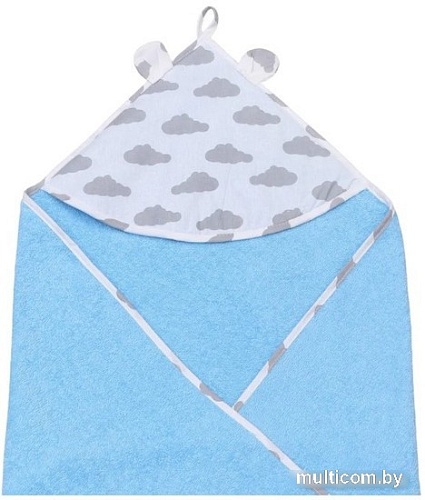 Полотенце с капюшоном Amarobaby Cute Love Облака AMARO-54CL-OG (серый/голубой)