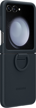 Чехол для телефона Samsung Silicone Case with Ring Z Flip5 (темно-синий)