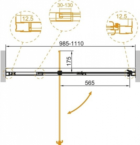 Душевая дверь Cezares Variante-B-1-100/110-C-Cr