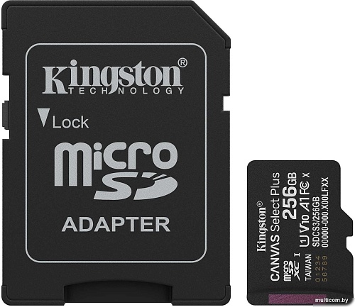 Карта памяти Kingston Canvas Select Plus microSDXC 256GB SDCS3/256GB (с адаптером)