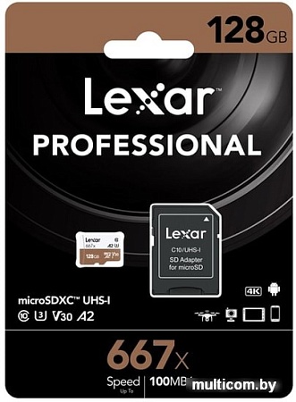 Карта памяти Lexar LSDMI128B667A microSDXC 128GB + адаптер