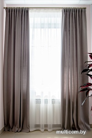 Комплект штор Decoretto Канвас основной КСО-K27 4x2.6 м (серый, 2 шт)