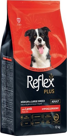 Сухой корм для собак Reflex Plus Для взрослых собак средних и крупных пород с ягненком и рисом 12 кг