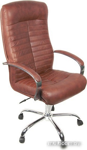 Кресло Деловая обстановка Консул Хром (средне-коричневый, кожа люкс)