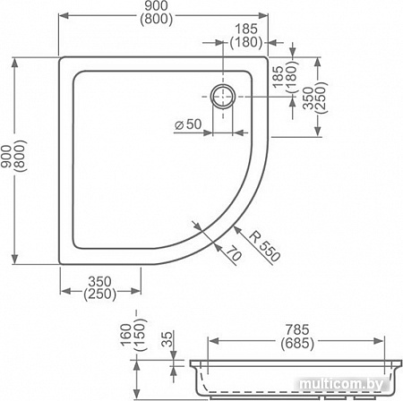 Душевой поддон Roltechnik Hawaii 90x90 [8000026]