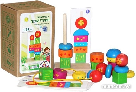 Пирамидка Краснокамская игрушка Пирамидка Геометрия ПИР-18