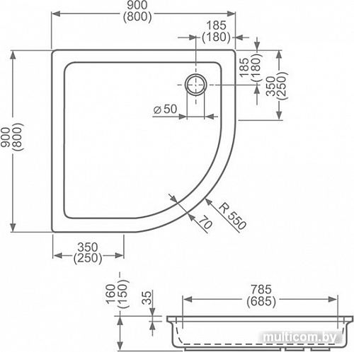 Душевой поддон Roltechnik Hawaii 90x90 [8000026]