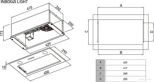 Кухонная вытяжка Meferi INBOX45WH Light
