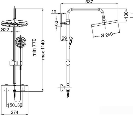Душевая система Rubineta River+Thermo-15 [625006]