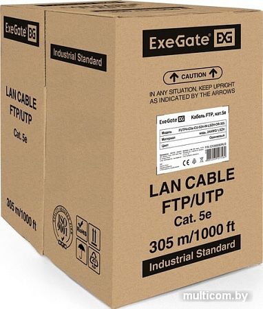 Кабель ExeGate FUTP4-C5e-CU-S24-IN-LSZH-OR-305 FTP