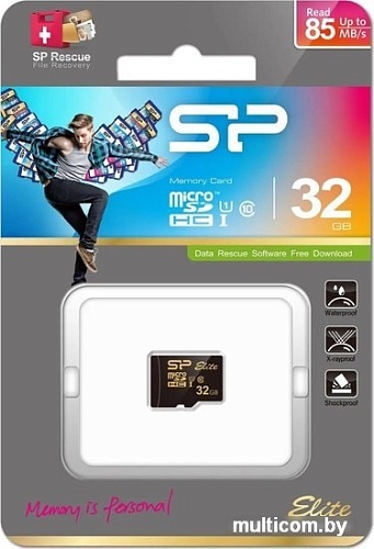 Карта памяти Silicon-Power Elite Gold microSDHC SP032GBSTHBU1V1G 32GB