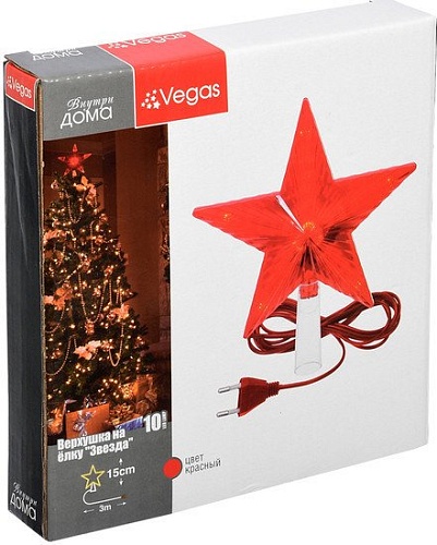 Елочная верхушка Vegas Звезда 55097 10 LED