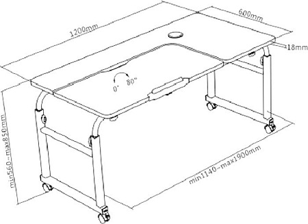 Стол ErgoSmart Overbed Big Desk (дуб натуральный/белый)