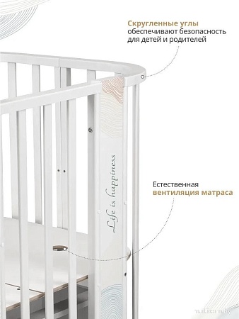 Классическая детская кроватка Indigo Green Line 5 в 1 поперечный маятник (волна)