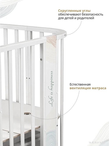 Классическая детская кроватка Indigo Green Line 5 в 1 поперечный маятник (волна)