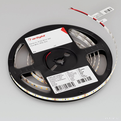 Светодиодная лента Arlight 6W/m 120Led/m 2835SMD дневной белый 5M UL-A120-8mm 24V Day5000 042294