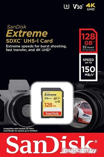 Карта памяти SanDisk Extreme SDXC SDSDXV5-128G-GNCIN 128GB