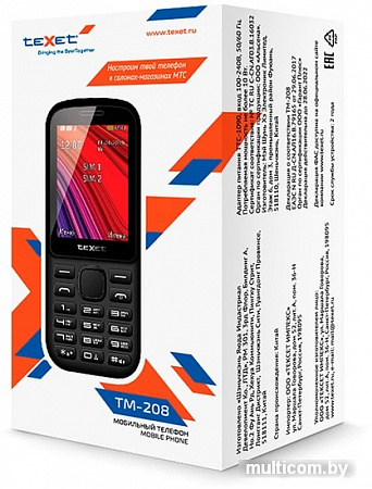 Мобильный телефон TeXet TM-208 (черный/красный)