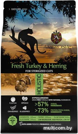 Сухой корм для кошек Ambrosia Adult Sterilized Fresh Turkey & Herring (для стерилизованных с индейкой и сельдью) 1.5 кг