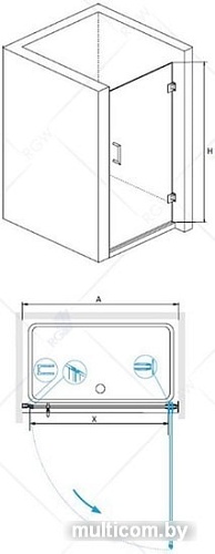 Душевая дверь RGW HO-011B 80 (черный/прозрачное стекло)