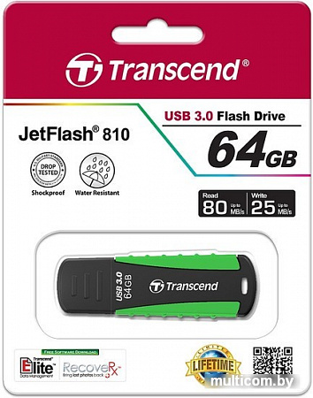 USB Flash Transcend JetFlash 810 Black-Green 64GB (TS64GJF810)