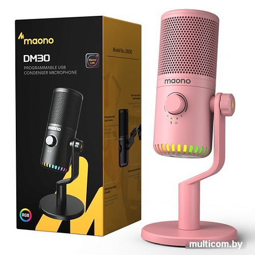 Проводной микрофон Maono DM30 (розовый)